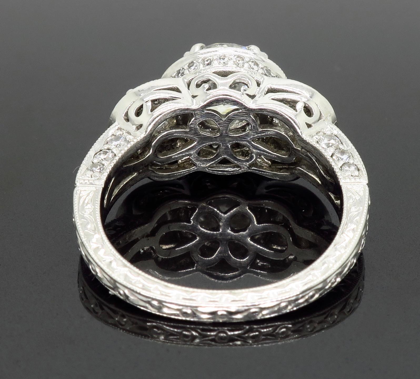 Certified Triple Halo Diamond Engagement Ring in 18 Karat White Gold 3