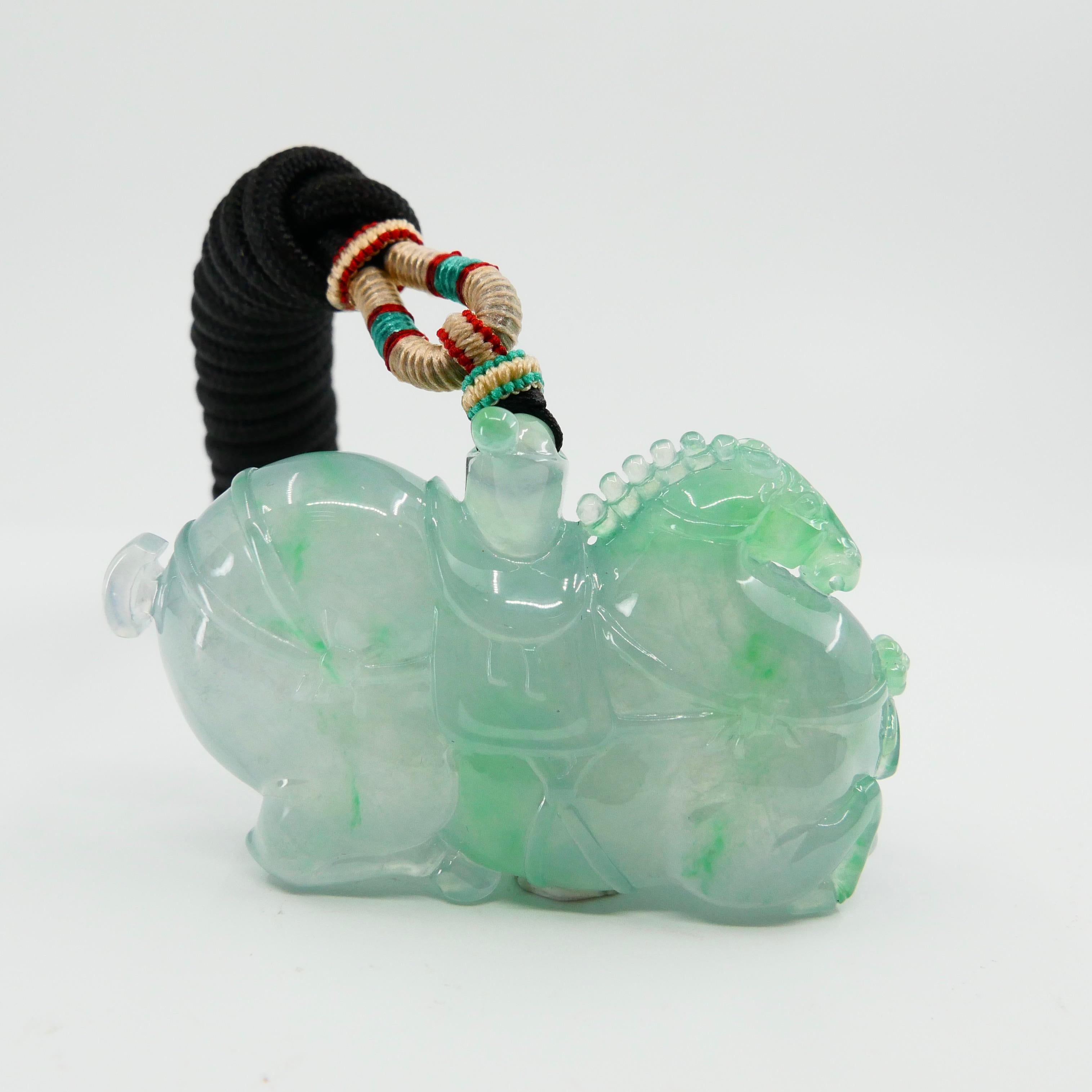 Certified Type A Icy Jadeite Jade Pendant Drop Necklace, 
