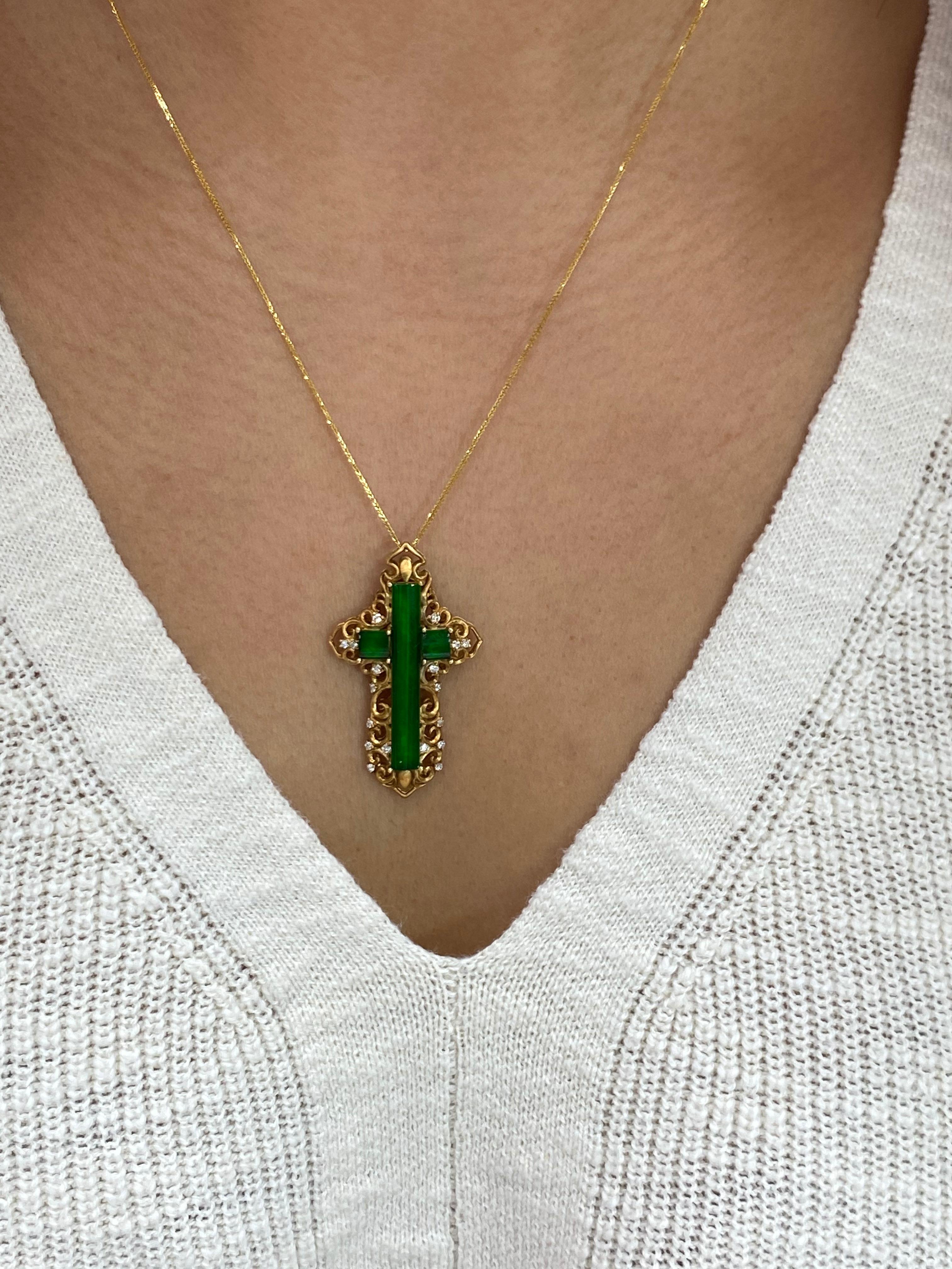 Jomaz gold and jade loop cross jade Pendant necklace