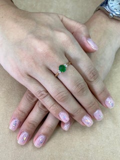 Certified Type A Jadeite Jade & Diamond Cocktail Ring, Best Imperial Green Color