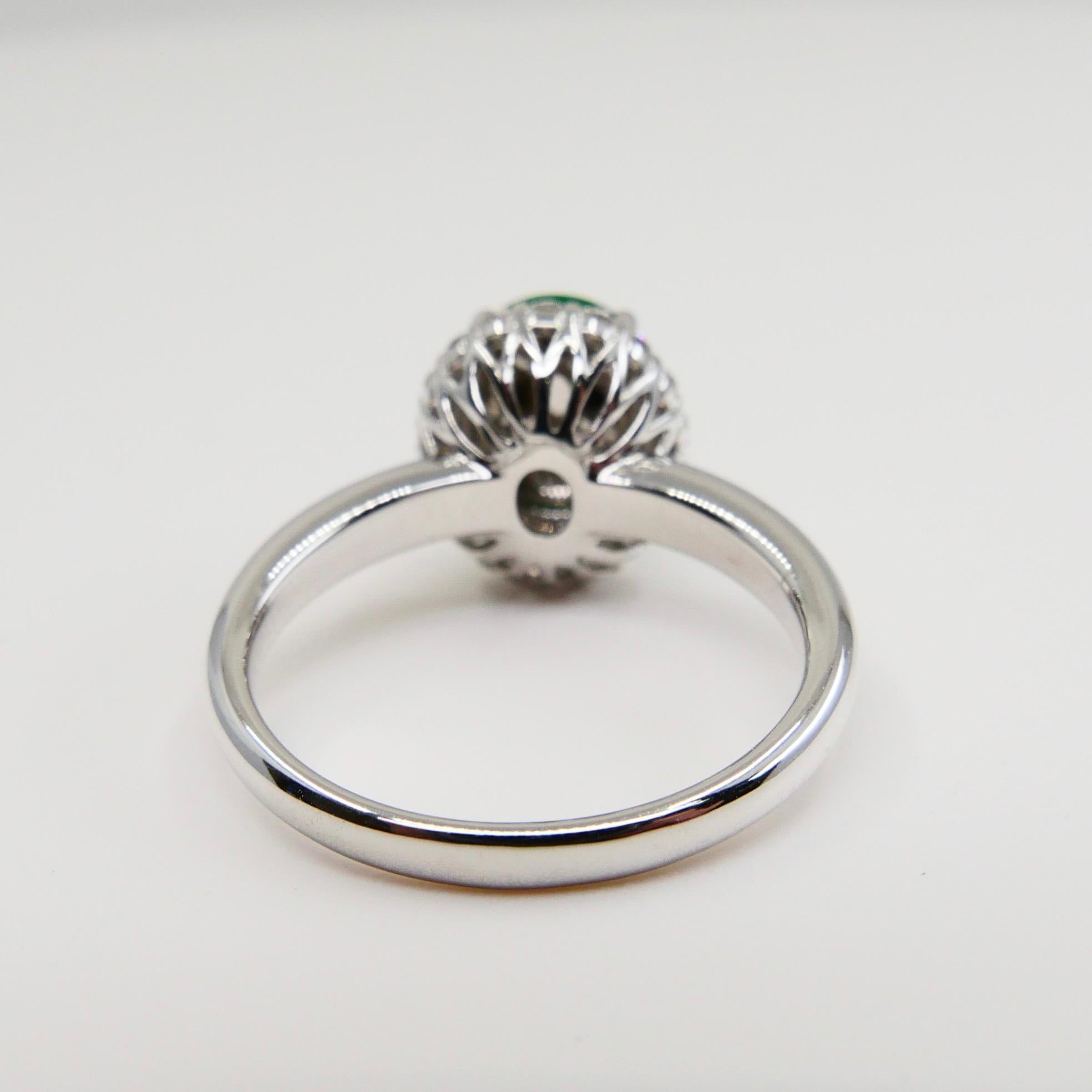 Certified Type A Jadeite Jade and Diamond Cocktail Ring, Close to Imperial Jade For Sale 3