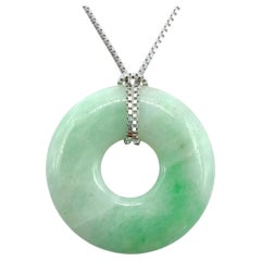 Certified Type A Vintage 1920s Apple Green Jadeite Jade Peace Donut 平安扣 Pendant