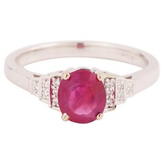 Zertifizierter ungeheizter 1 Karat burmesischer Rubin Diamanten 18 Karat Weißgold Ring