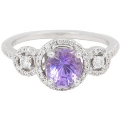 Certified Unheated 1.69 Carat Lilac Sapphire Diamonds 18 Carat White Gold Ring