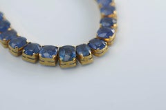 Certified Unheated Blue Sapphire Burmese Necklace in 18k Yellow Gold