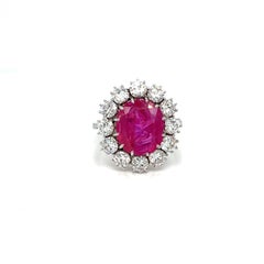 Certified Unheated Burma Ruby Diamond Vintage Gold Cluster Ring