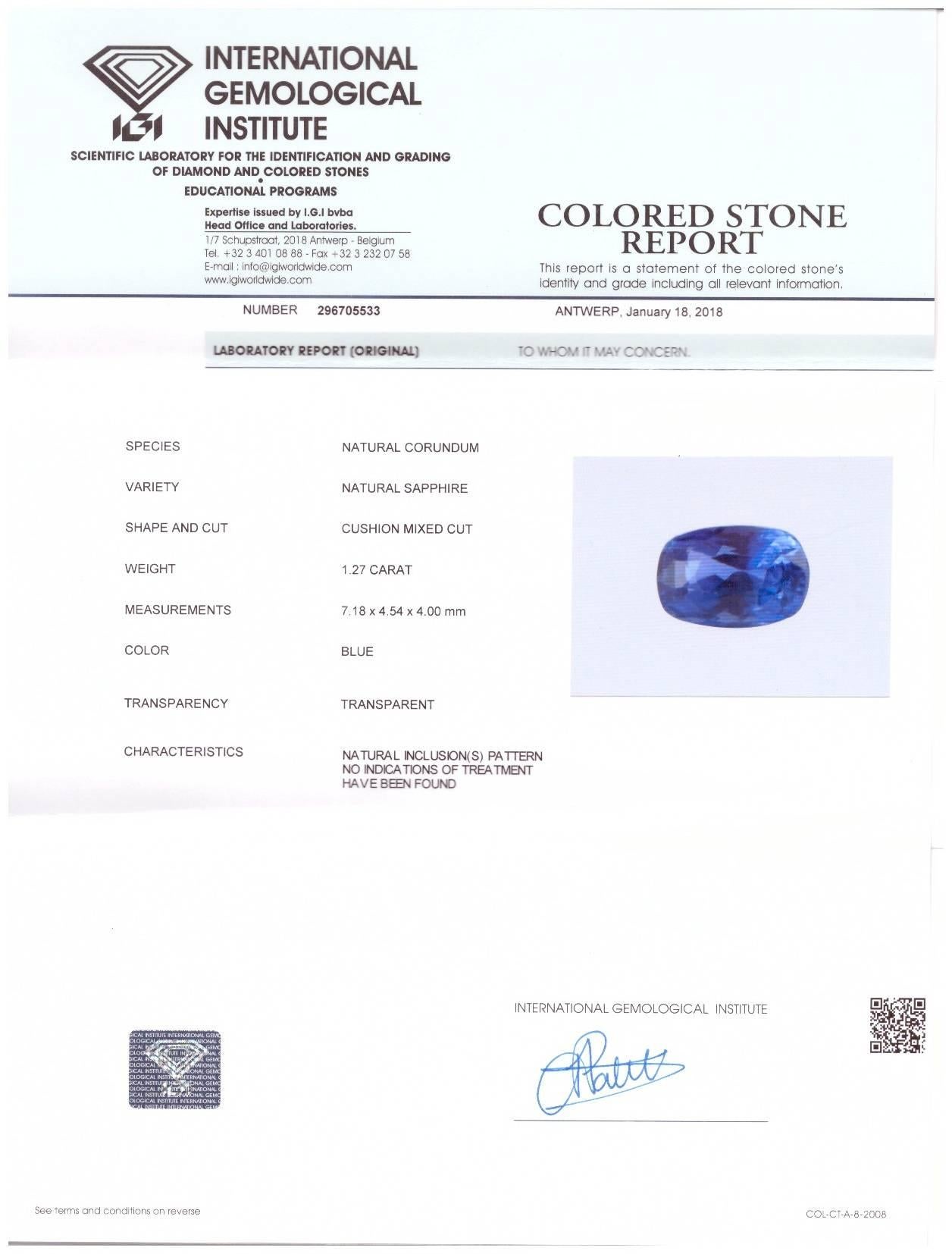 Certified Unheated Ceylon Sapphire Diamond Ring, 18 Karat White Gold For Sale 3