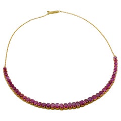 Certified Unheated Pink Sapphire Ruby Burmese Necklace in 18k Yellow Gold