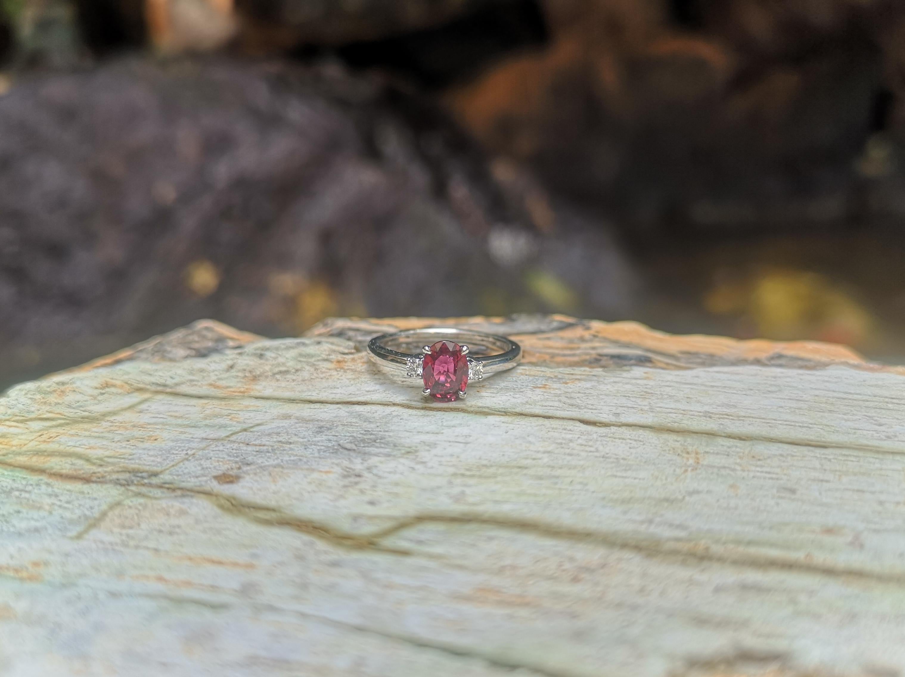 Certified Unheated Ruby with Diamond Ring Set in Platinum 950 Settings For Sale 4