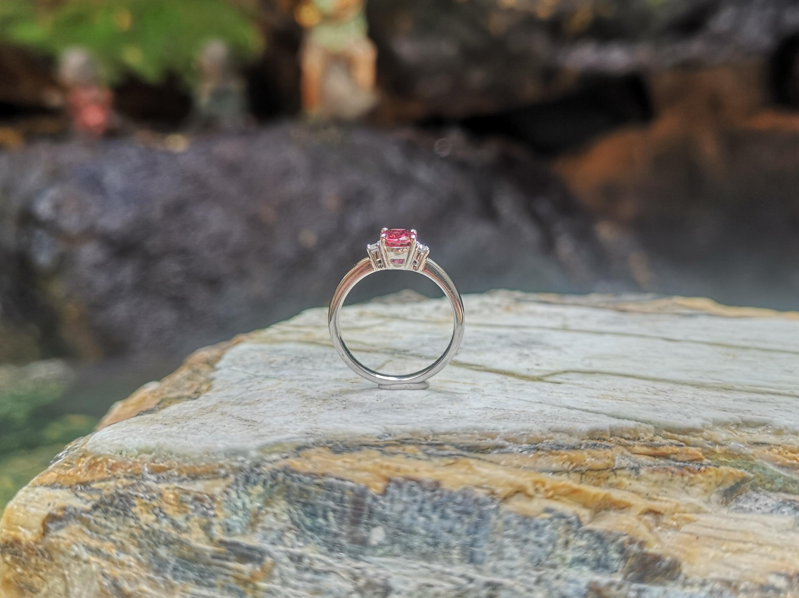Certified Unheated Ruby with Diamond Ring Set in Platinum 950 Settings For Sale 5