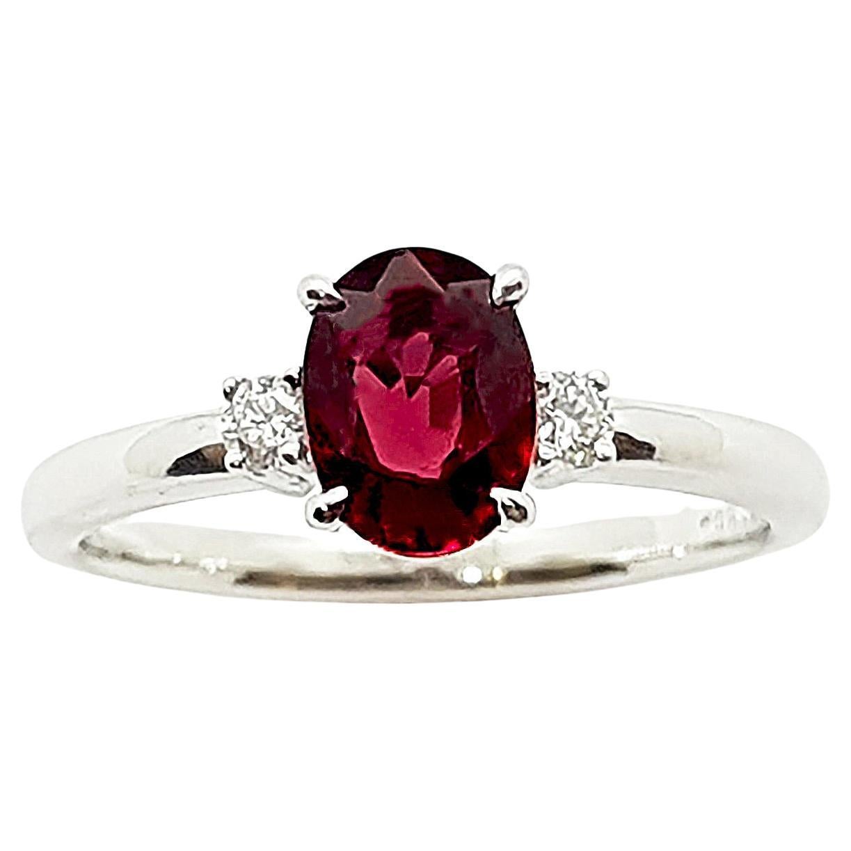 Certified Unheated Ruby with Diamond Ring Set in Platinum 950 Settings