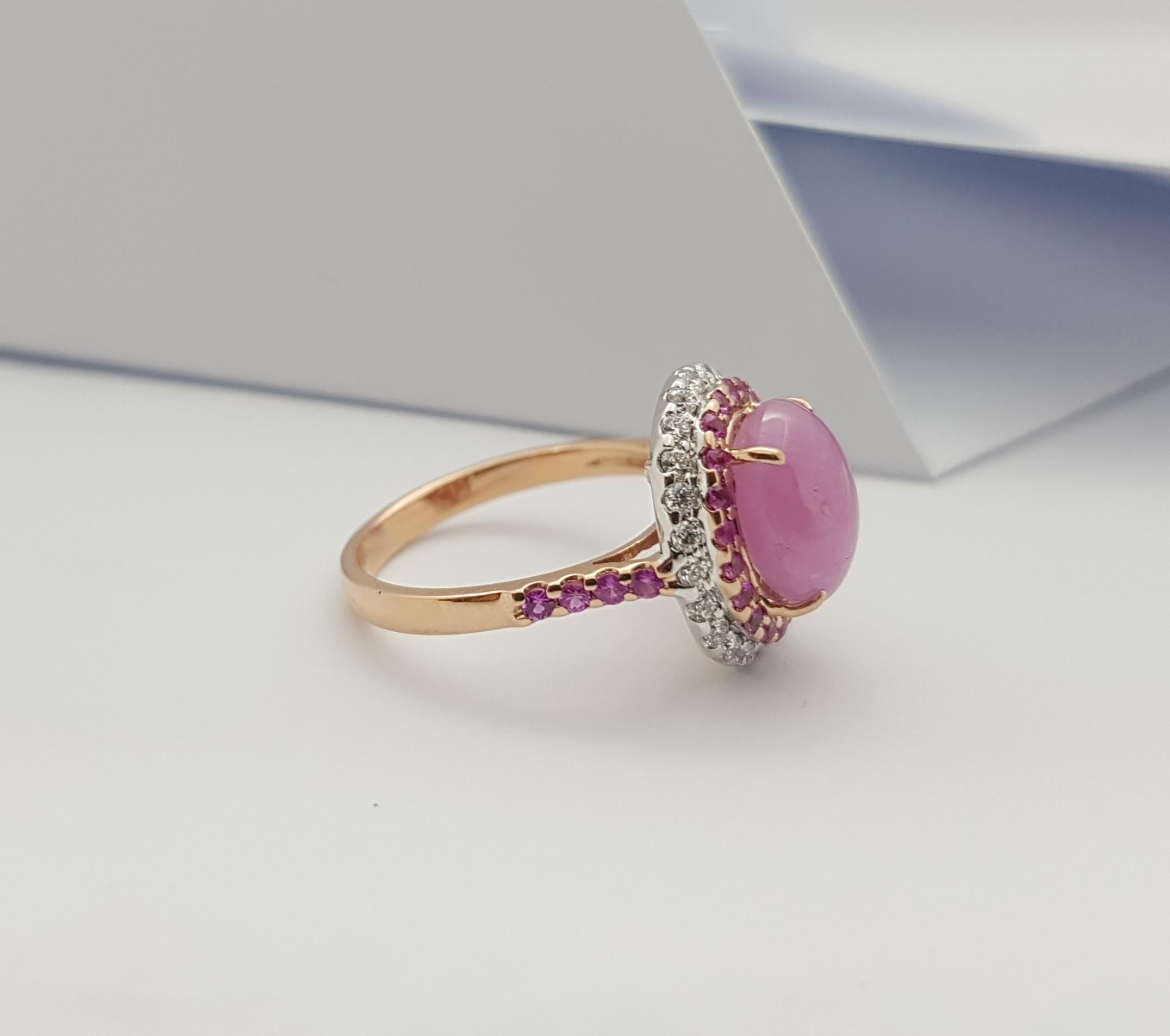 Certified Unheated Star Pink Sapphire, Diamond Ring in 18K Rose Gold For Sale 4