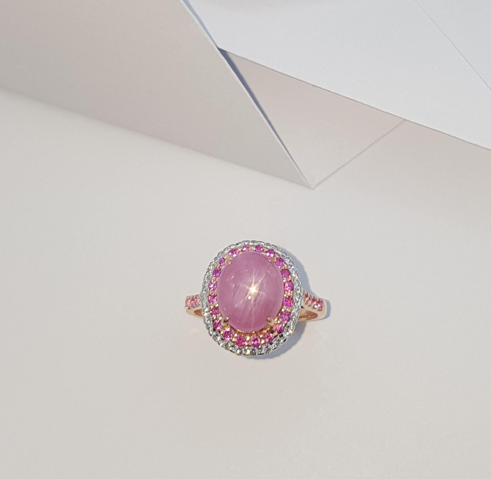 zertifizierter unerhitzter rosa Saphir, Diamantring aus 18 Karat Roségold im Angebot 3
