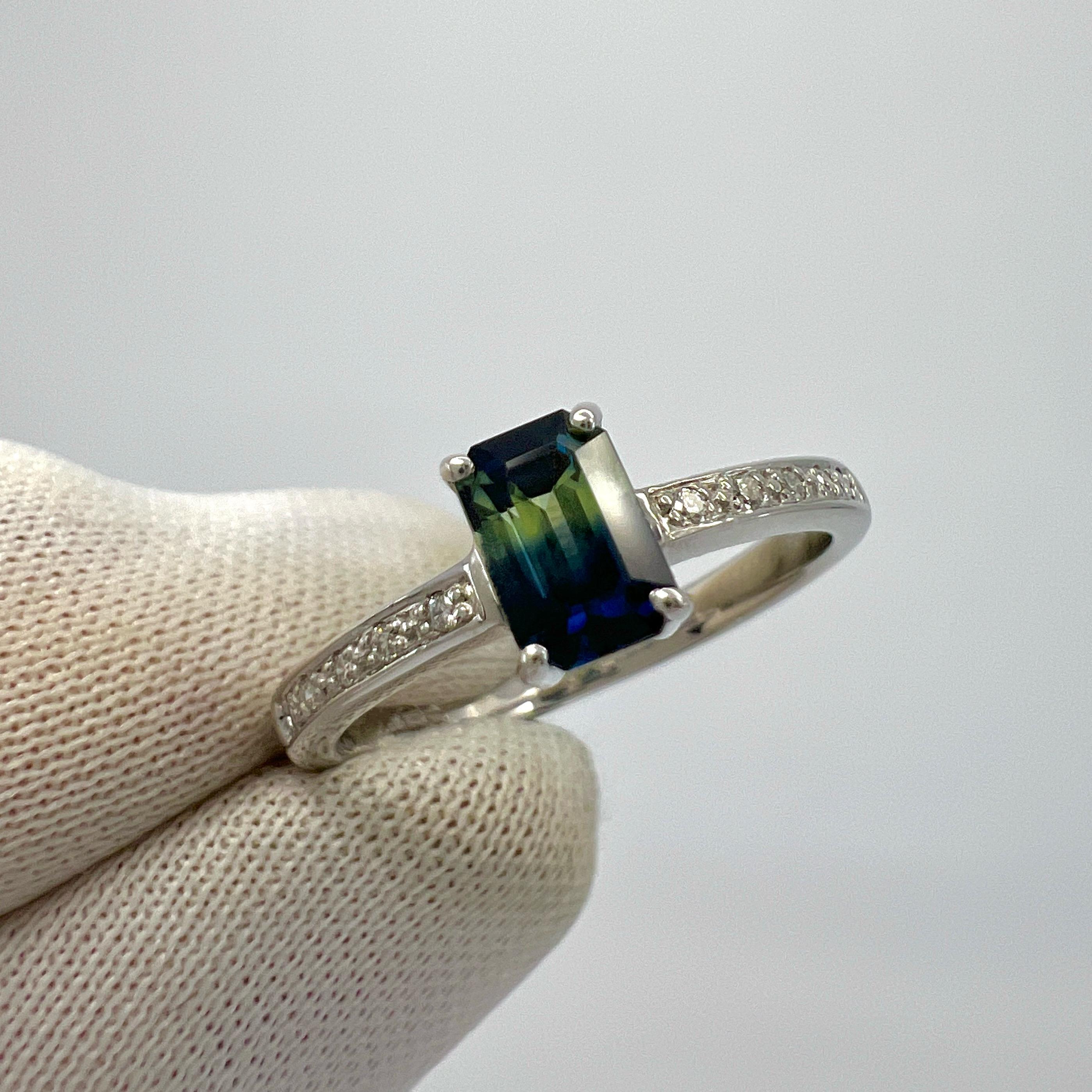 Unique IGI Certified Untreated Bi Colour Sapphire And Diamond 18k White Gold Ring. ITSIT.

Rare IGI Certified 0.79 Carat sapphire with a beautiful blue and yellow bi colour - parti colour effect. With a near perfect colour split. Very rare and