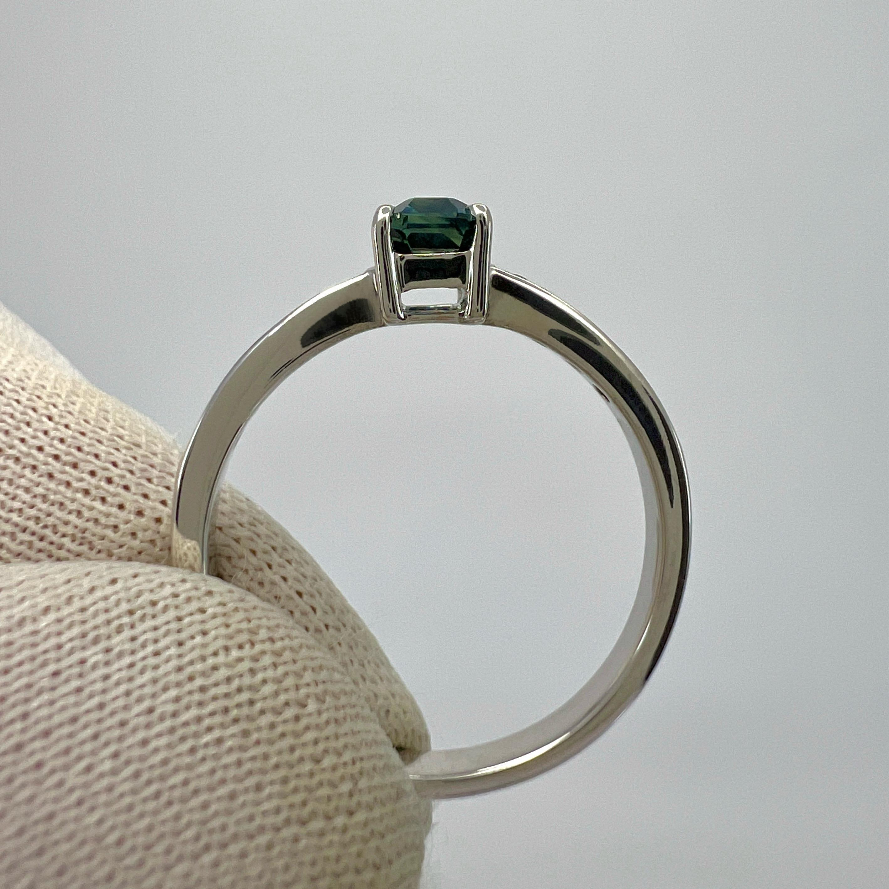 Certified Untreated Bi Colour Sapphire Blue Yellow Emerald Cut White Gold Ring For Sale 3