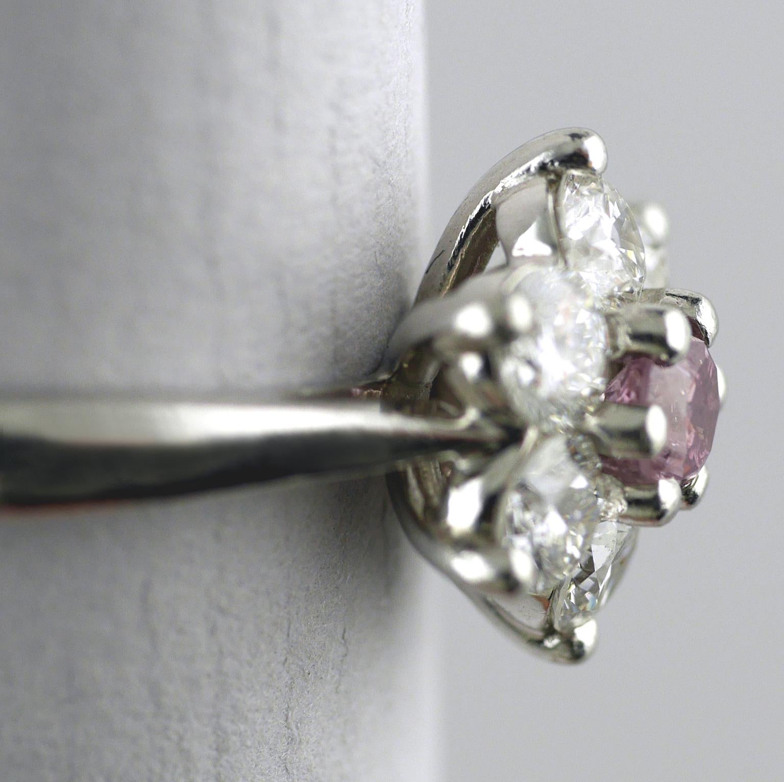 Round Cut Certified Untreated Fancy Purple Diamond Platinum Star Cluster Ring, 2010