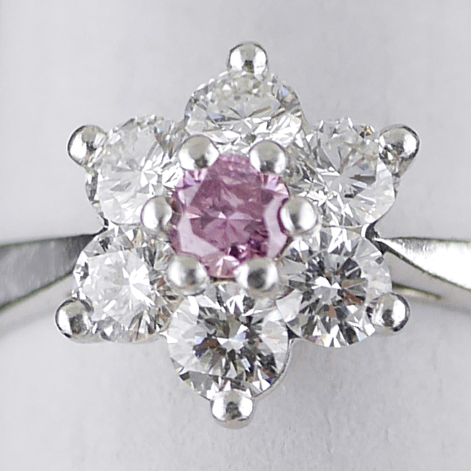 Women's Certified Untreated Fancy Purple Diamond Platinum Star Cluster Ring, 2010