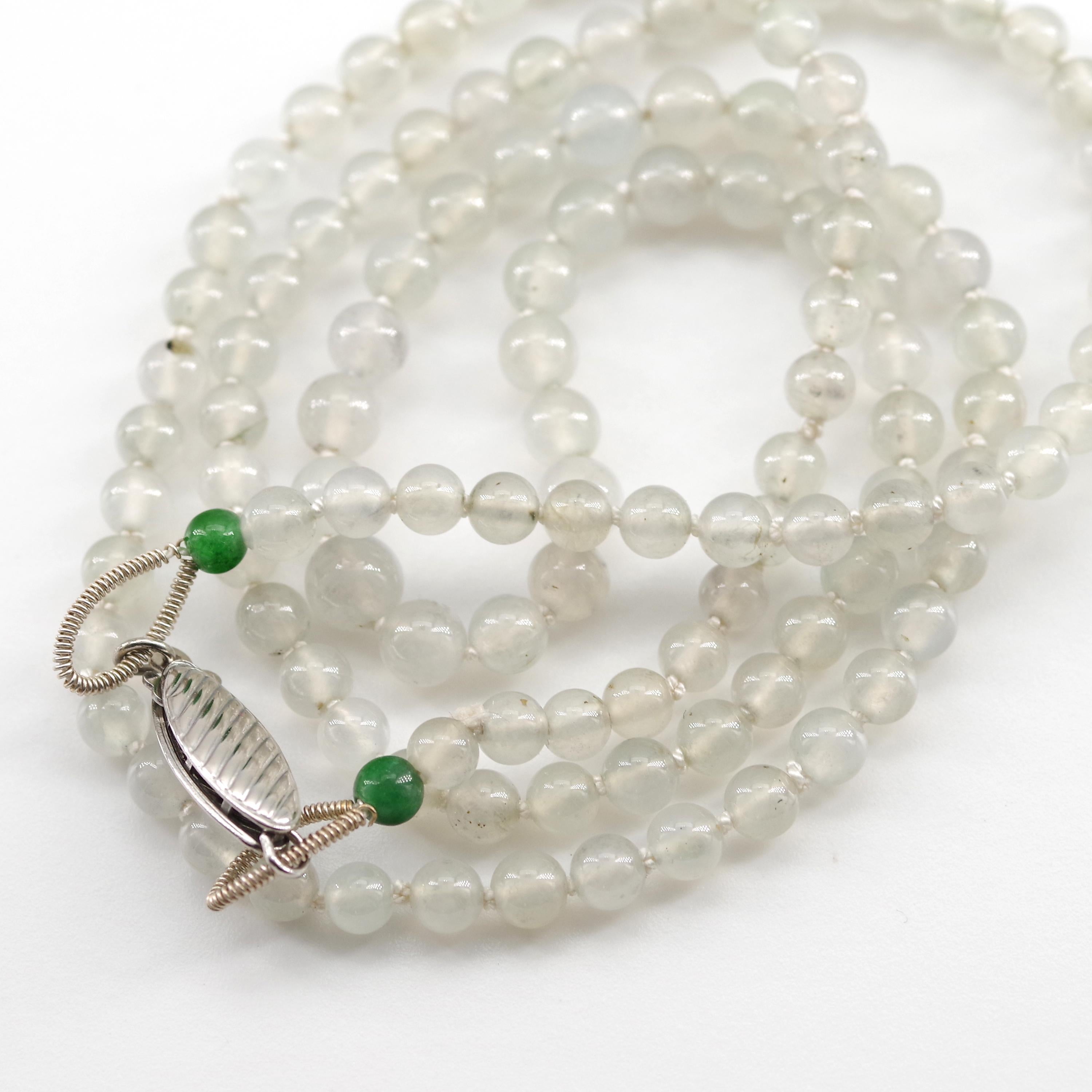 Certified Untreated Glassy and Imperial Jade Necklace with Platinum Clasp 3
