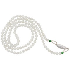 Certified Untreated Glassy and Imperial Jade Necklace with Platinum Clasp