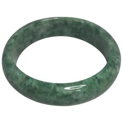 Certified Untreated Jadeite Jade Bangle Bracelet Mottled Green 88.5g