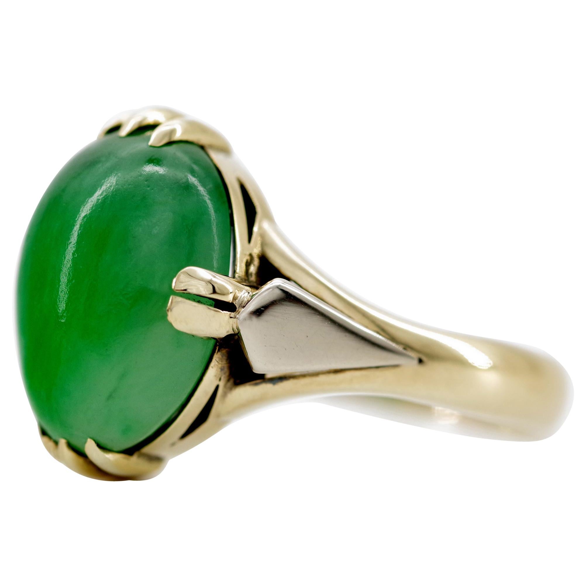 Japanese Art Deco Jade Ring Certified Untreated