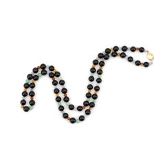 Certified Untreated Multi-Color Jade Necklace Midcentury