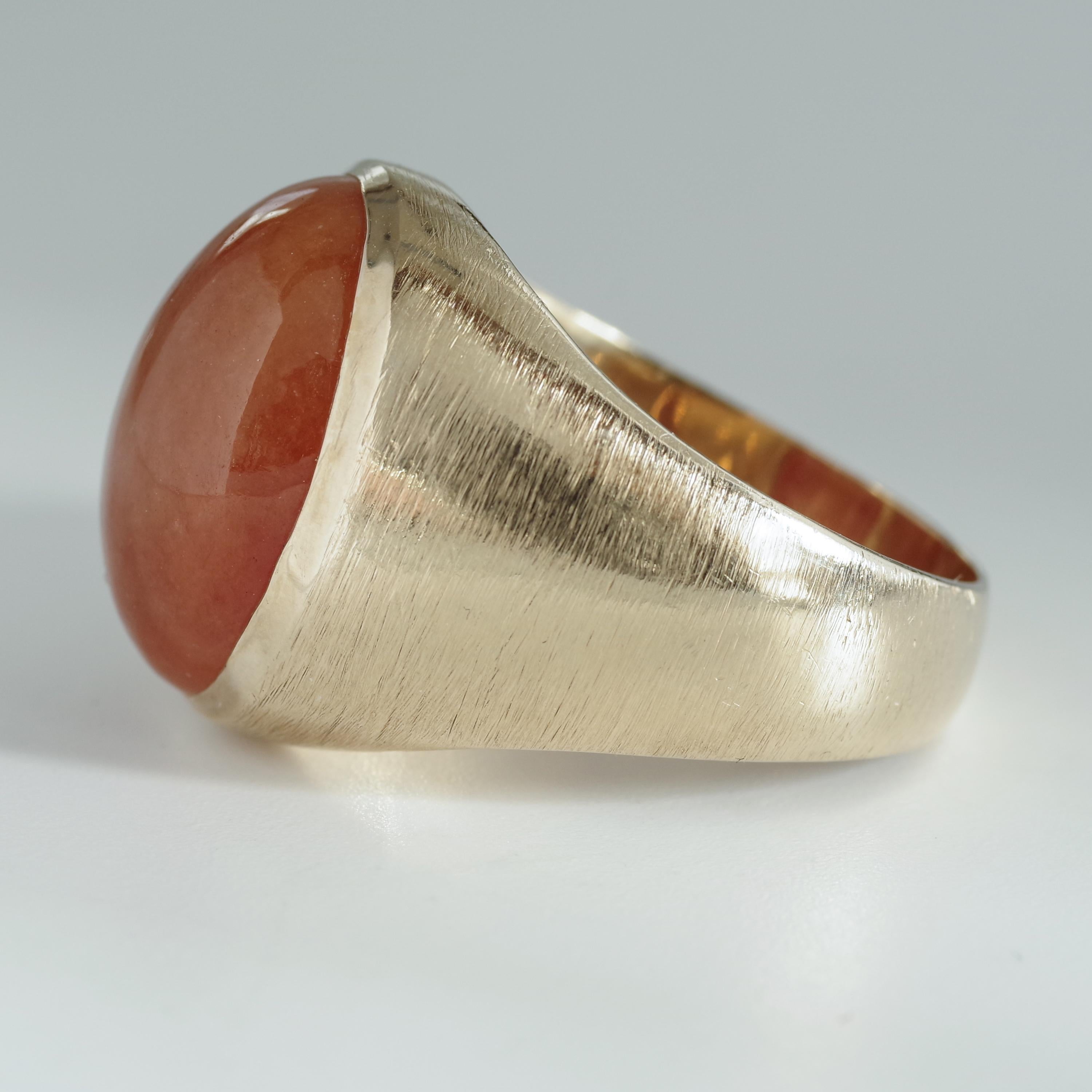 Certified Untreated Red Jade Ring from Midcentury 1