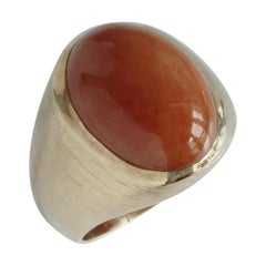 Retro Certified Untreated Red Jade Ring from Midcentury