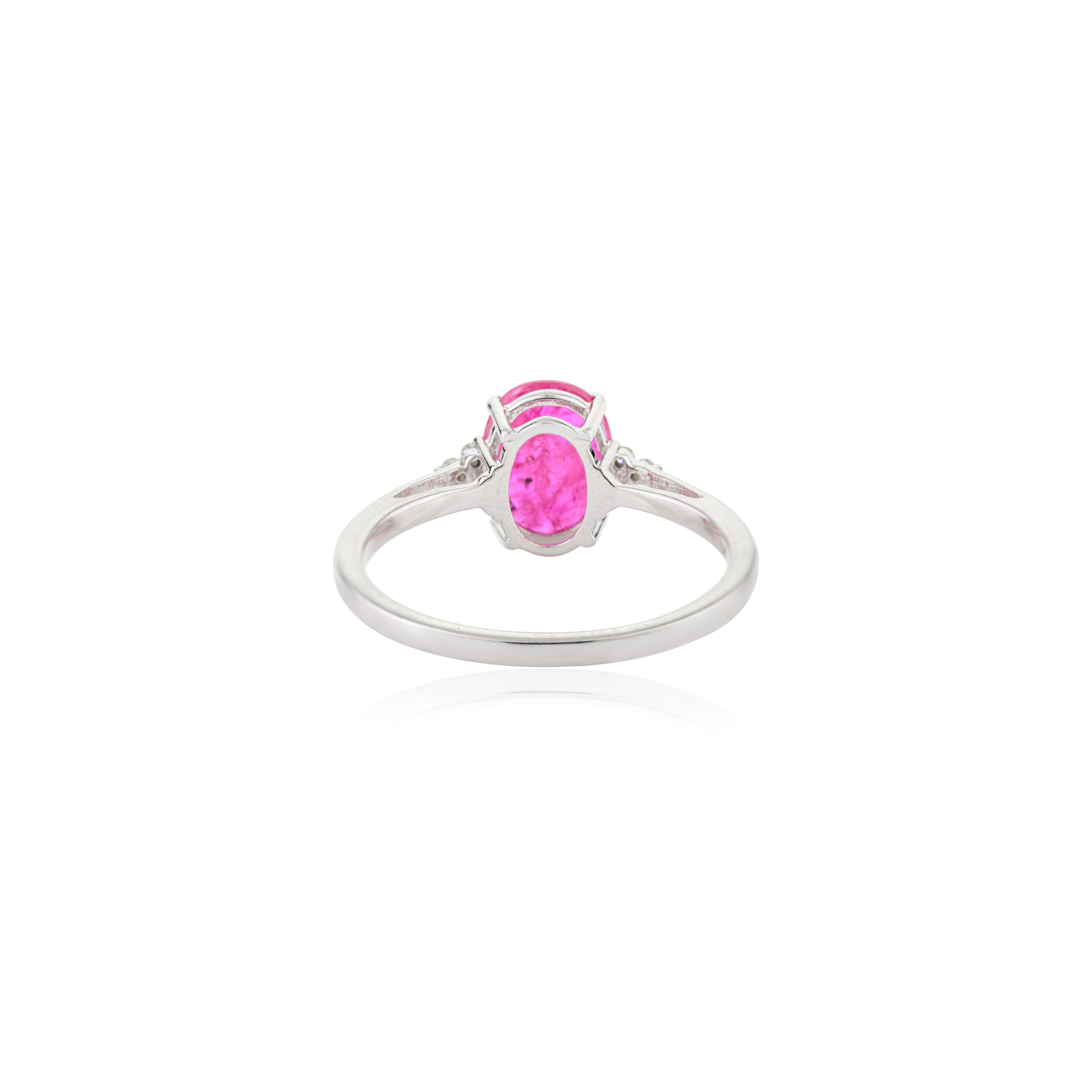 For Sale:  Certified Untreated Ruby Diamond Wedding Ring Gift in 14k Solid White Gold 4