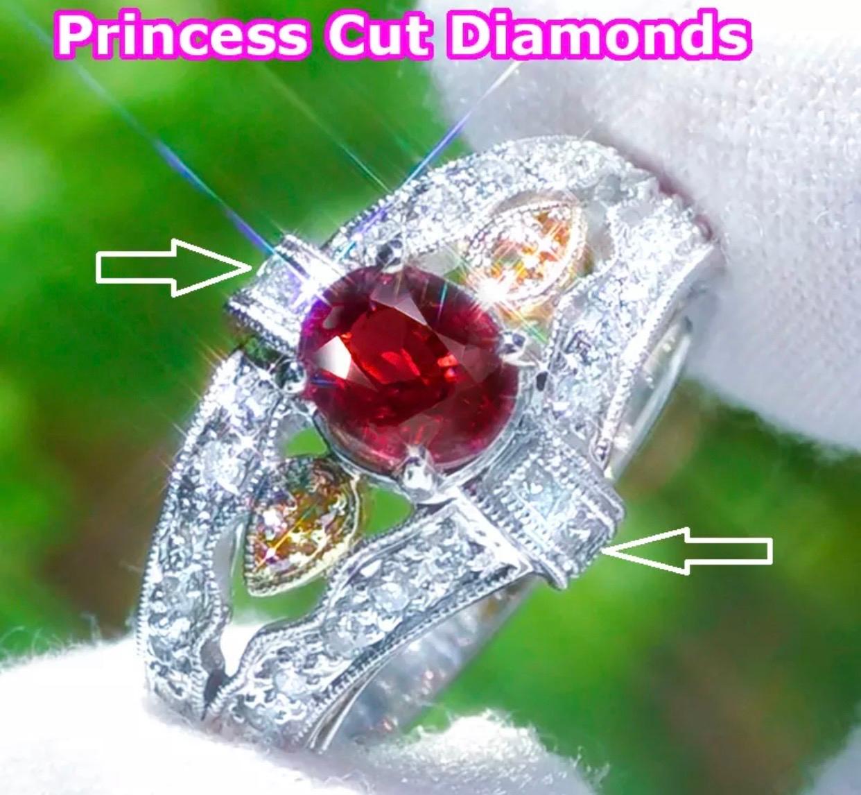 Certified Vintage 2.38 No Heat Burma Ruby Carat Art Deco Style Diamond Ring For Sale 2