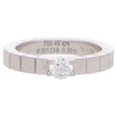 Certified Vintage Cartier Lanières Solitaire Diamond Ring Set in 18k White Gold