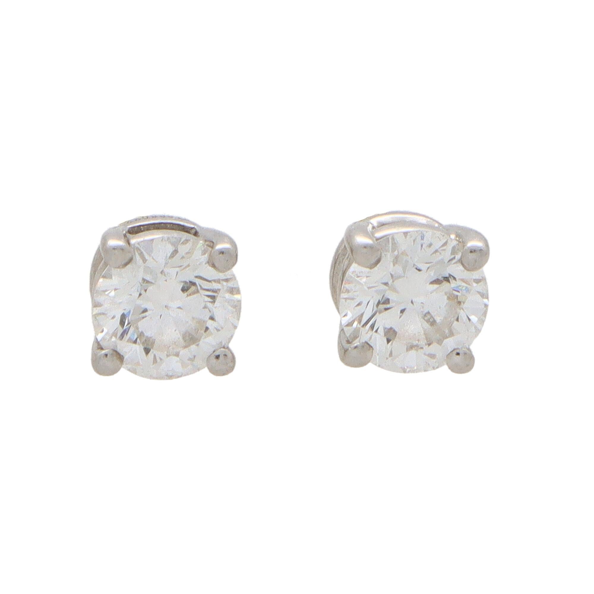 Modern Certified Vintage Tiffany & Co. Screw Back Diamond Earrings in Platinum