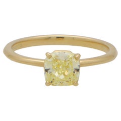 Certified Vintage Tiffany & Co. 'Tiffany True' Yellow Cushion Cut Diamond Ring