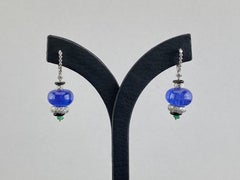 Zertifizierte lebhafte Farbe natürliche Tansanit Perlen Tropfenohrringe in 18K Gold