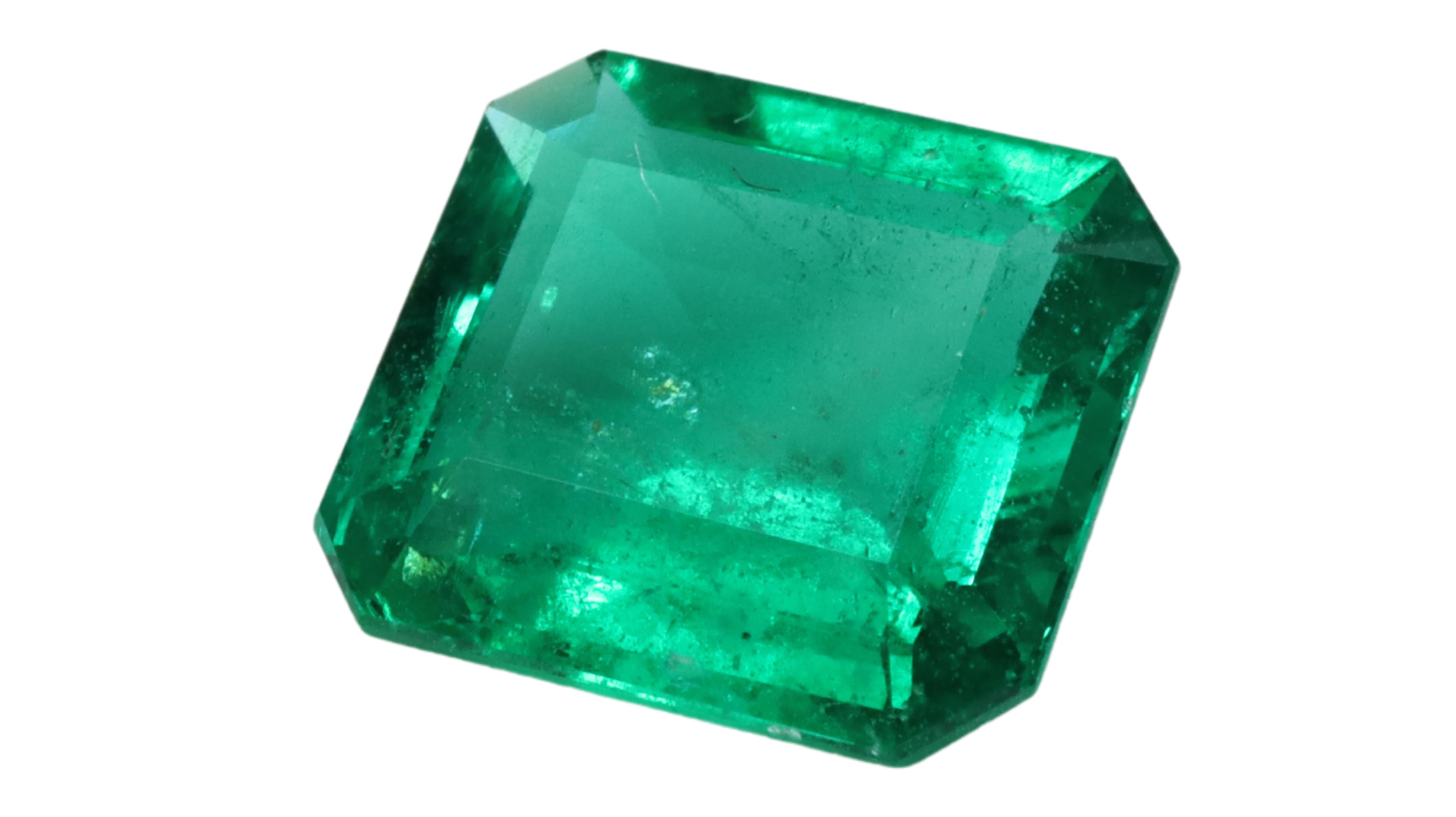 Modern Certified Vivid Green Emerald - No treatment 1.12ct For Sale