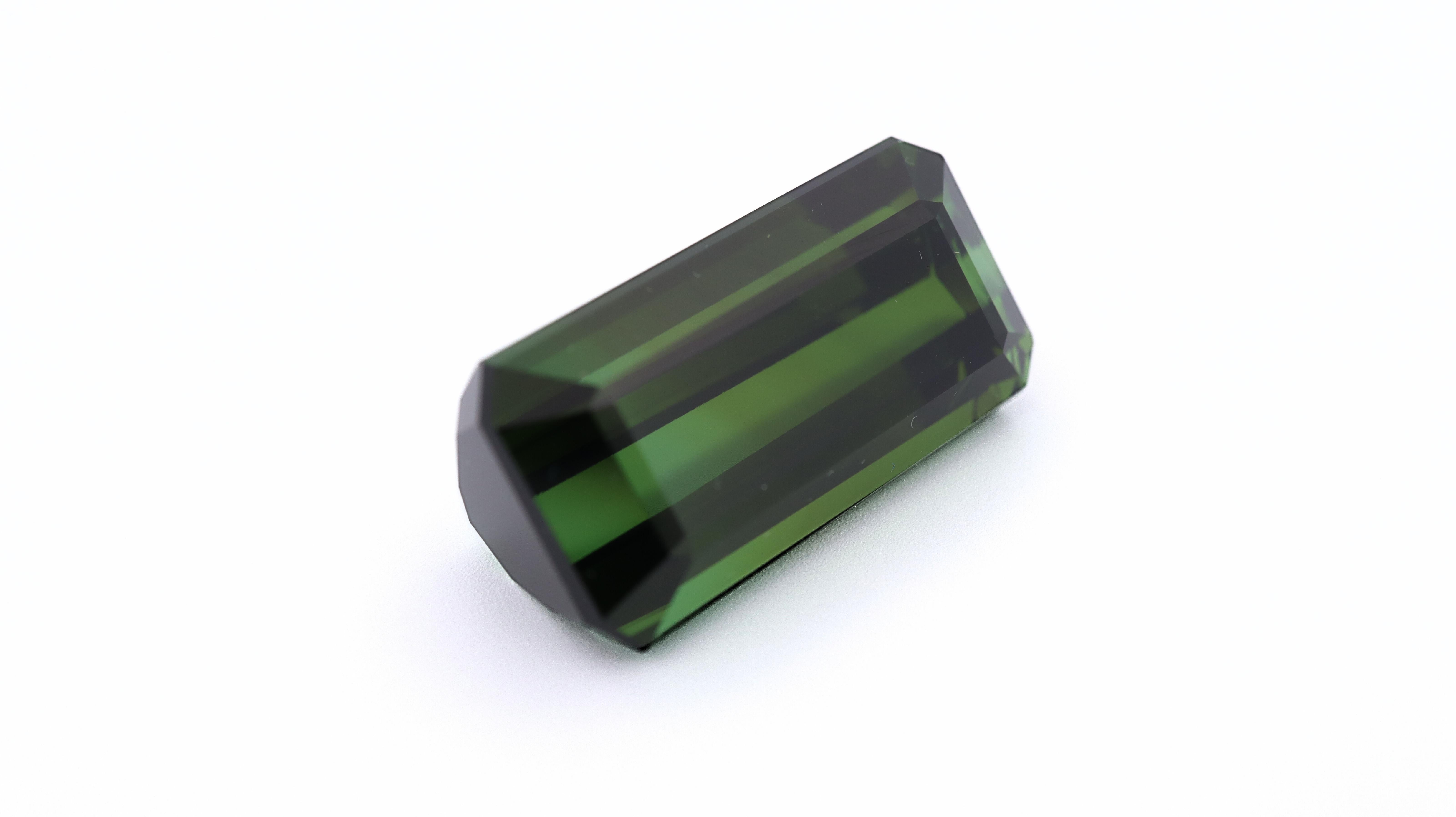 Octagon Cut Certified Vivid Green Tourmaline - 24.82ct For Sale