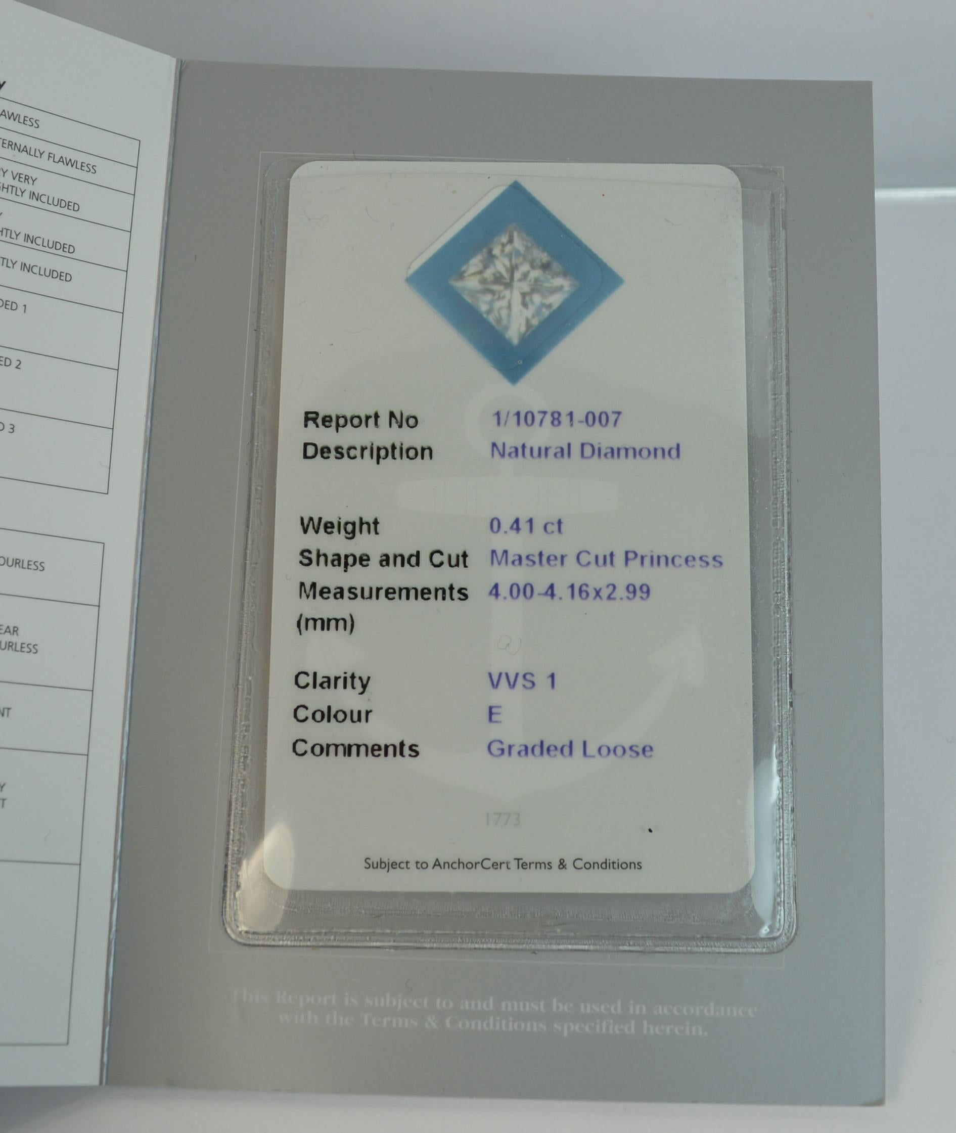Certified VVS1 E Colour 0.41ct Master Cut Princess Diamond 18ct Gold Pendant 4