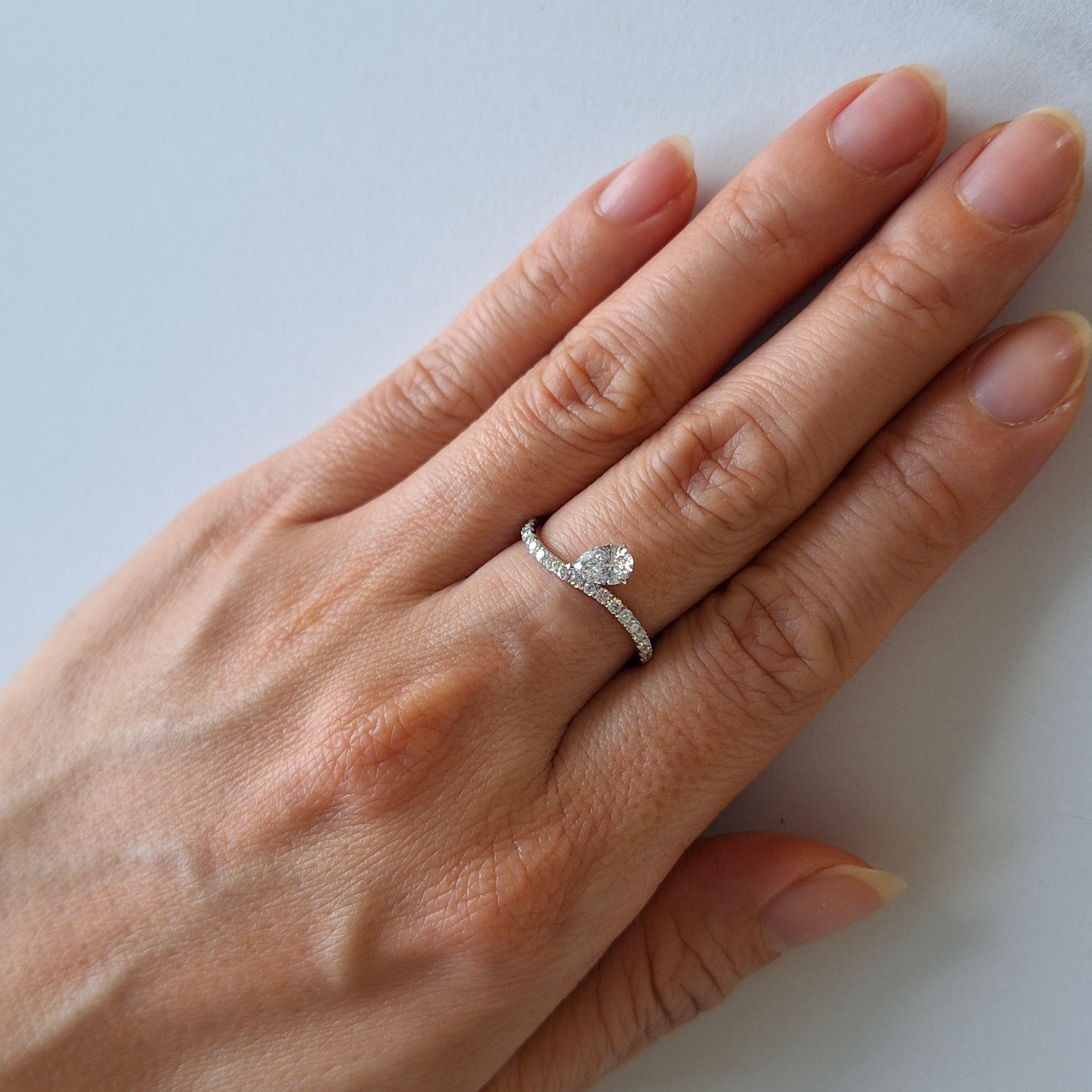 Pear Cut Certified White Diamond Engagement Ring For Sale