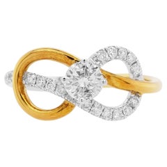 Bague de fiançailles en or 18 carats bicolore avec diamant blanc certifié