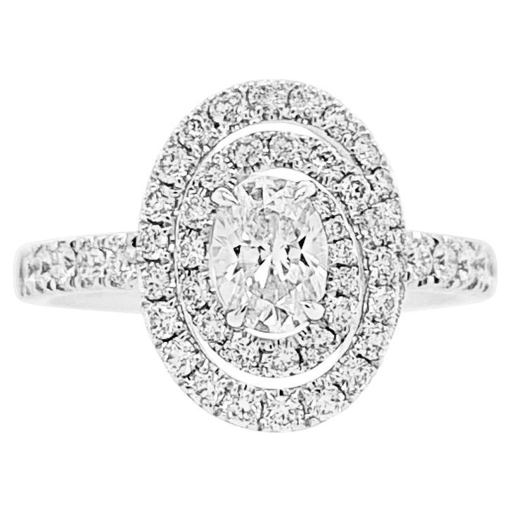 CGL Certified Oval cut White Diamond Platinum Engagement Ring