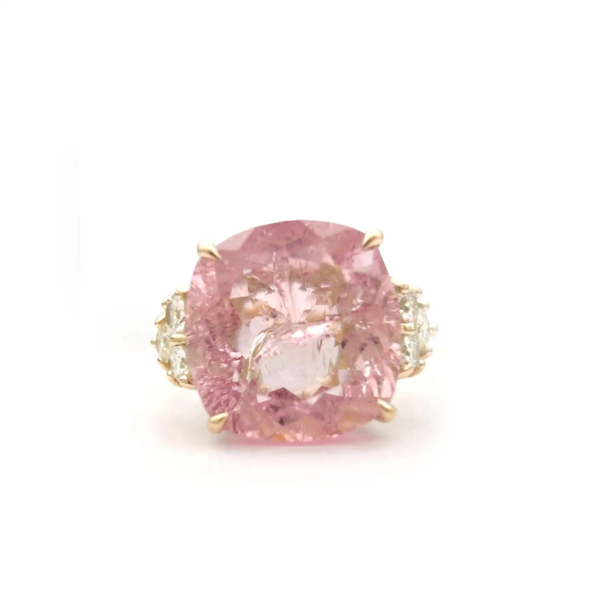 Certified Women's 14K Gold Ring with 3.63ct Pink Tourmaline & 0.20ct Diamonds 1