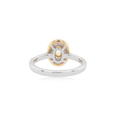 Certified Natural Oval cut Yellow Diamond and White Diamond K18 Gold Ring