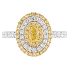 Certified Yellow and White Diamond K18 Gold Ring