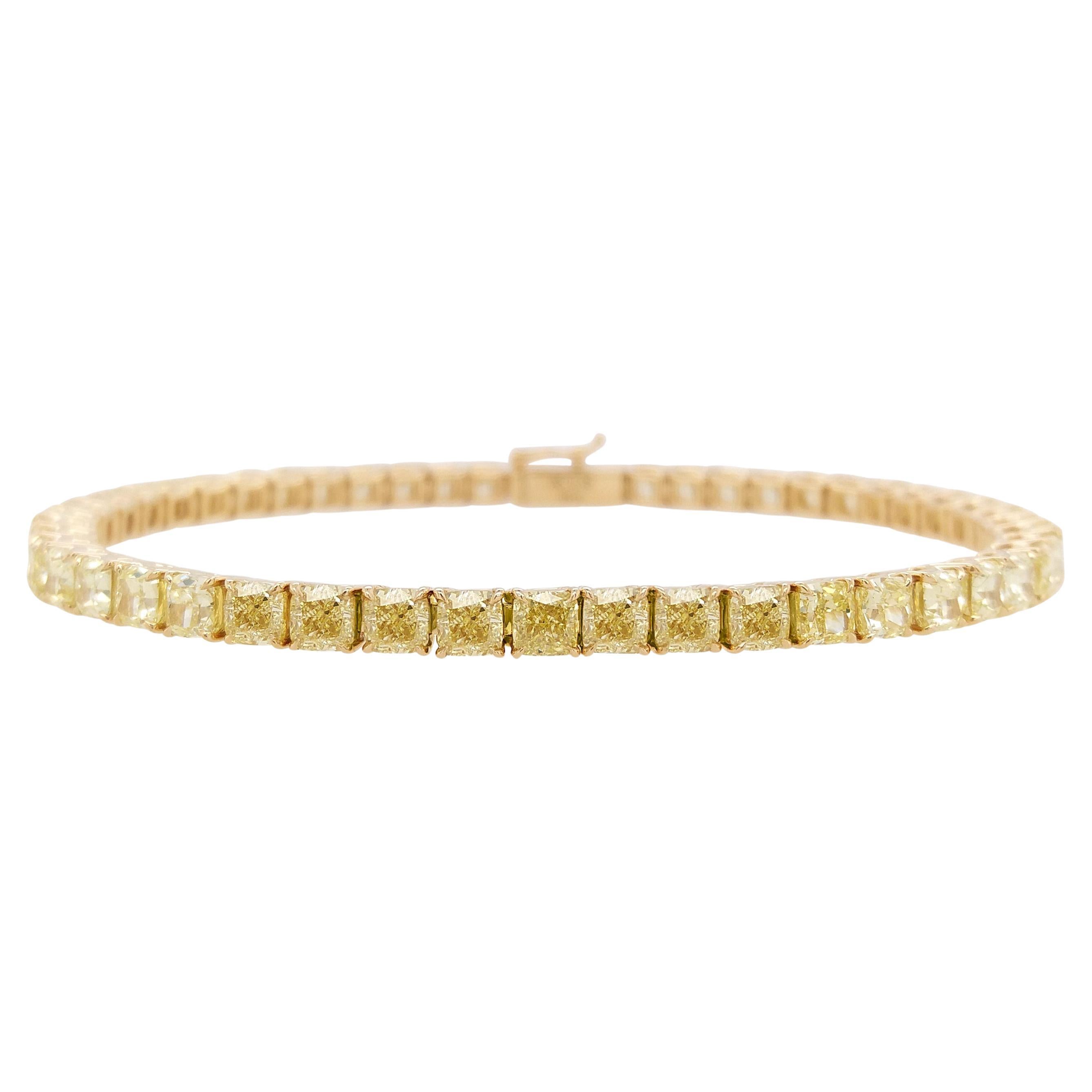 Bracelet d'éternité en or 18 carats avec diamants jaunes certifiés