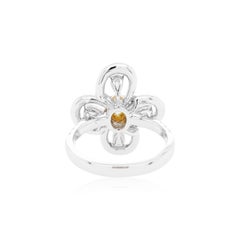 Certified Yellow Diamond and White Diamond in 18K Gold Cocktail Ring