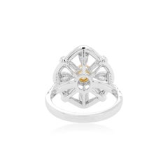 Certified Yellow Diamond White Diamond 18K Gold Cocktail Ring