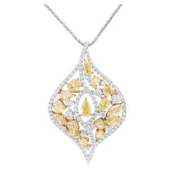 Certified Yellow Diamond Platinum Brooch-Pendant Necklace 2-Way