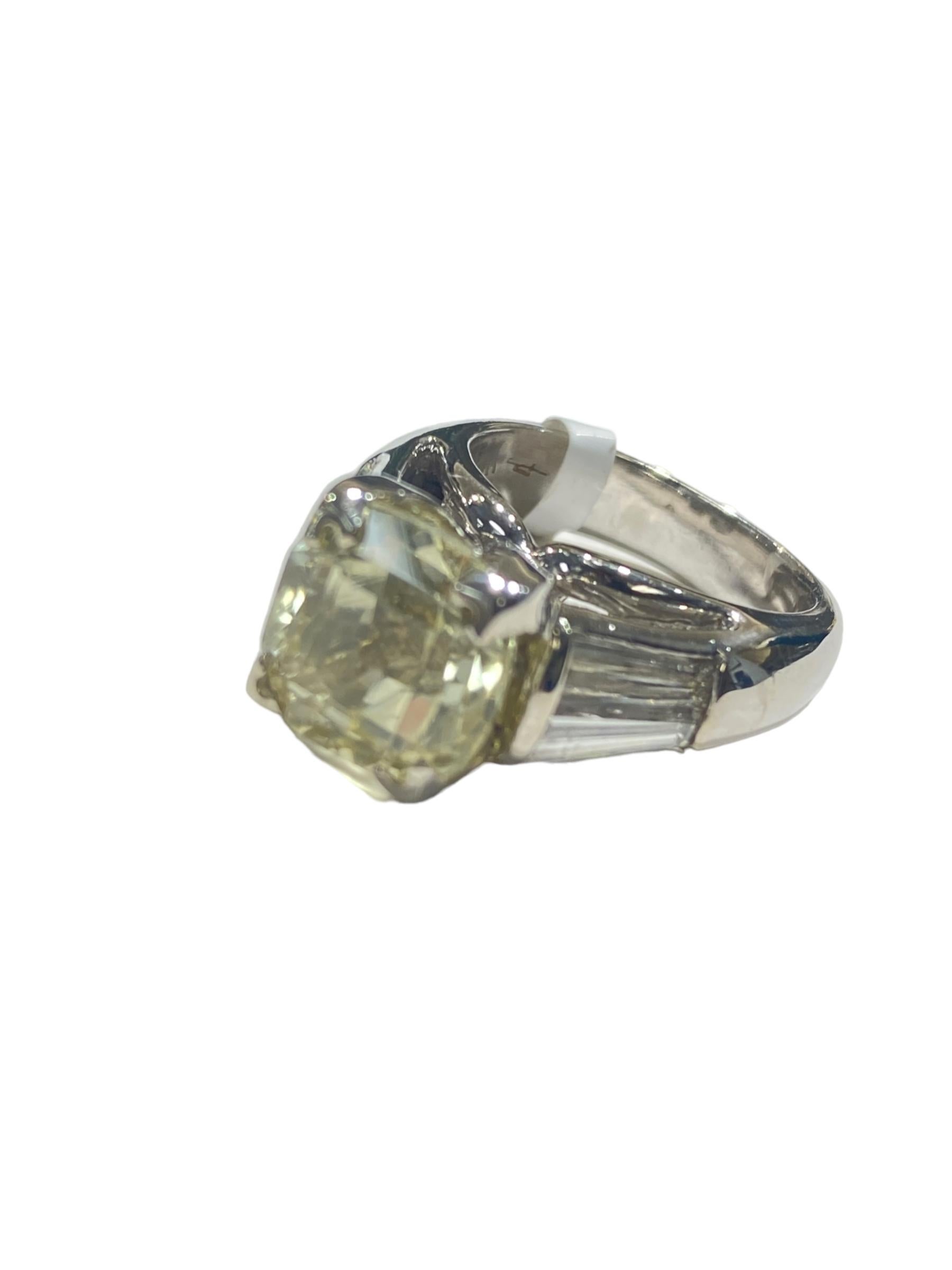 Modern Certified Yellow Sapphire and Diamond Engagement Ring, 10.83 CTW