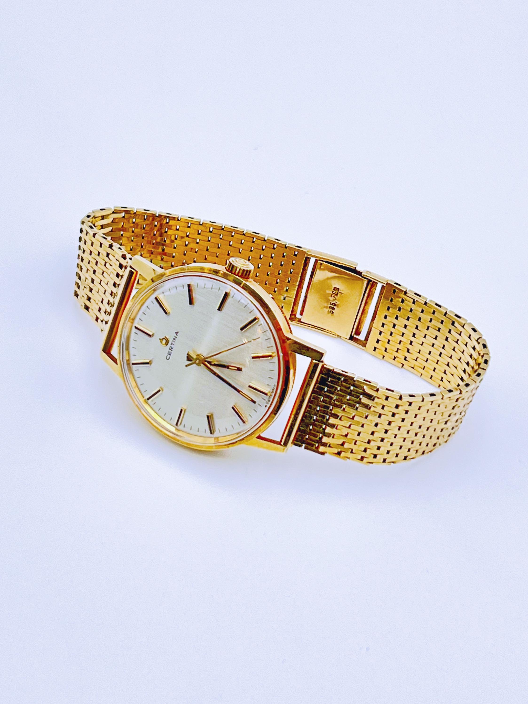 20th Century CERTINA 14K Yellow Gold Men's Watch with 14K Bracelet For Sale
