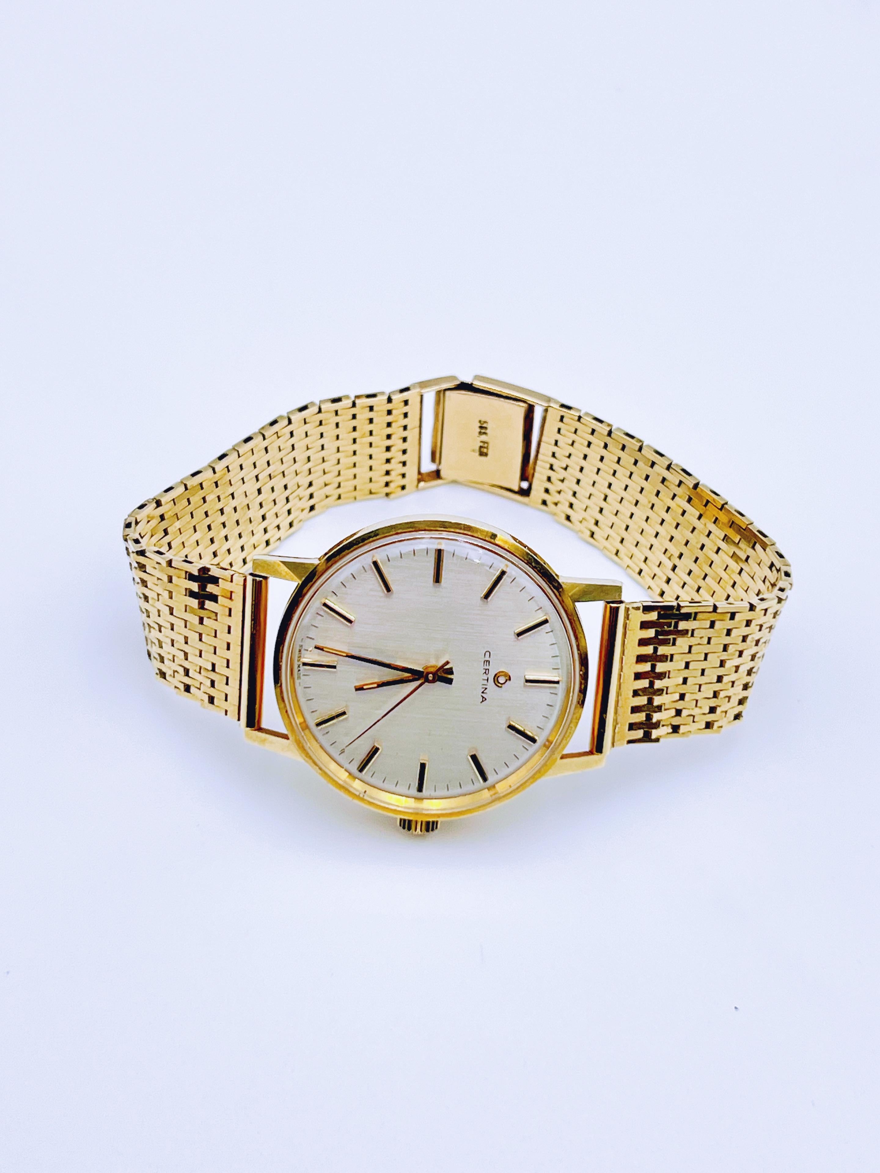 CERTINA 14K Yellow Gold Men's Watch with 14K Bracelet For Sale 1